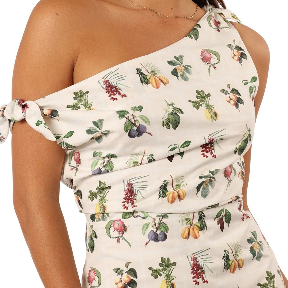 Petal & Pup One Shoulder Floral Mini Dress Cream NWT M Cottagecore Summer - Picture 5 of 14